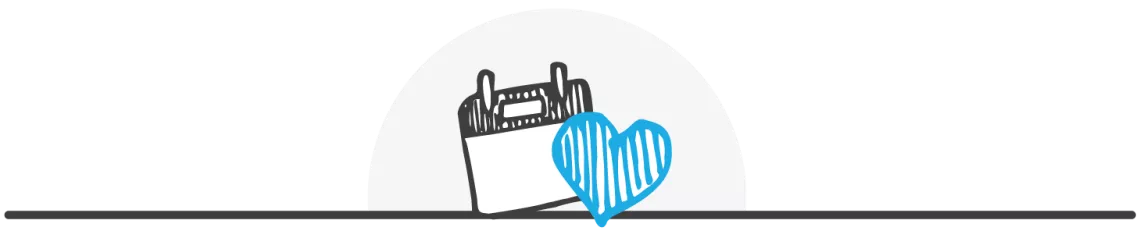 An illustration of a heart with a calendar page.