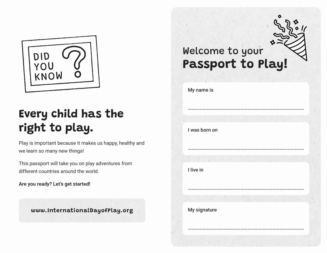 Passport to play activity kit