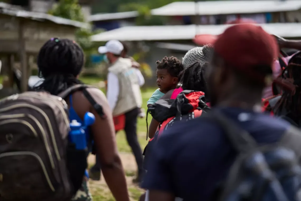 Migrants wait to be registered in Bajo Chiquito, Panama, 2021