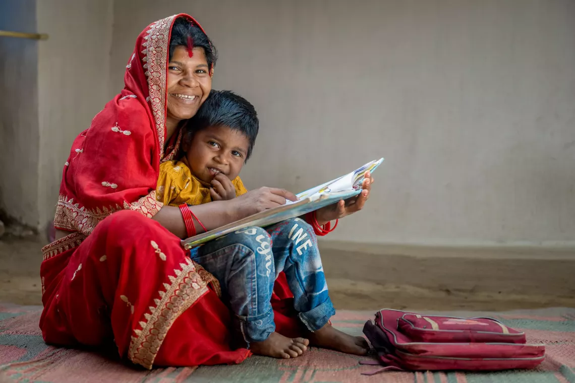 A mother and child in India