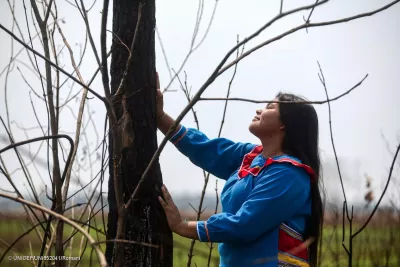 adolescente en medio de escombros incendio forestal