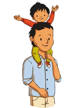 Ilustracion de papa con hijo en hombros