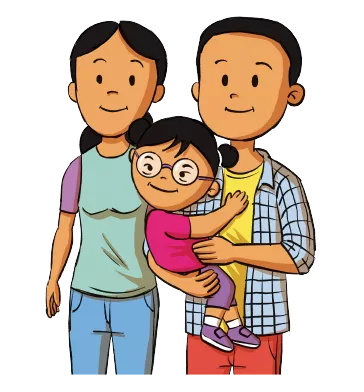 Ilustracion de padres e hija