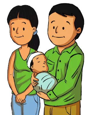 Ilustracion de papa, mama y bebe