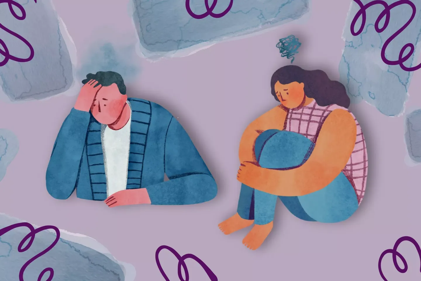 ilustraci&oacute;n de dos adolescentes abrumados 