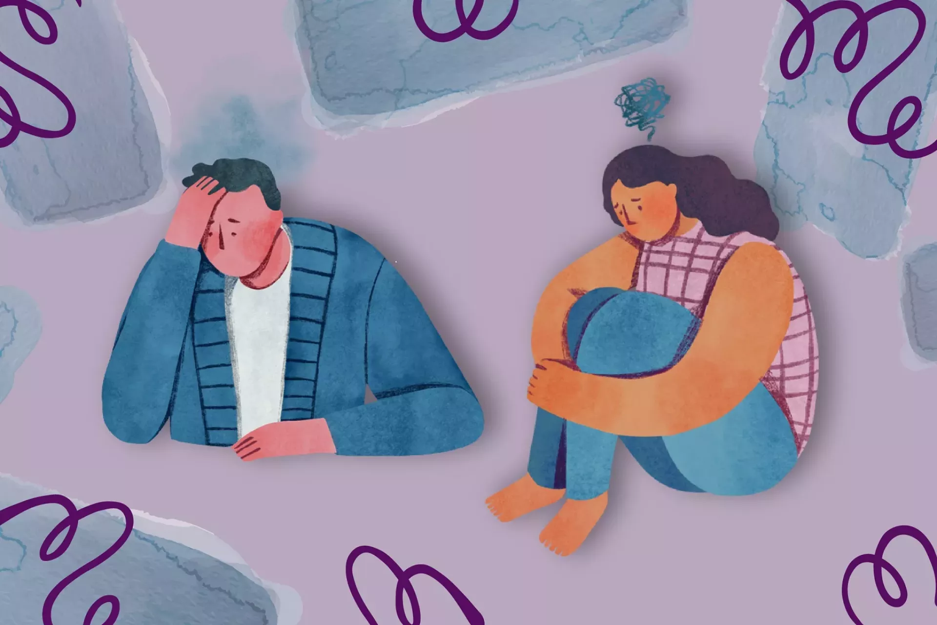 ilustraci&oacute;n de dos adolescentes abrumados 