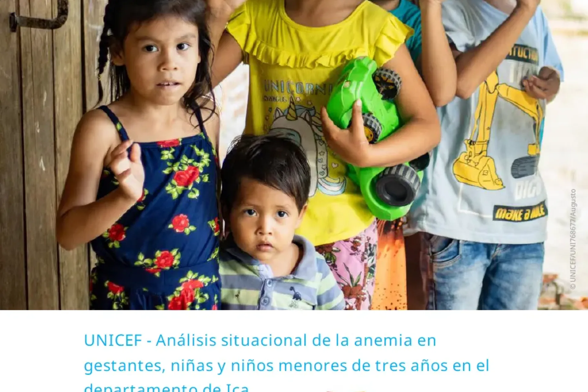 portada de Informe elaborado por UNICEF