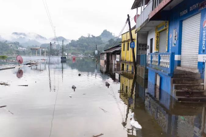 A flooded street