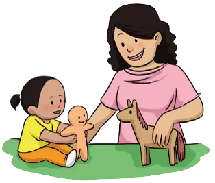 mam&aacute;, ni&ntilde;a y caballito
