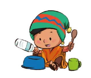 ni&ntilde;o jugando con botellas