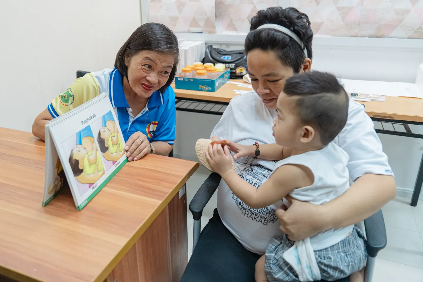 Mother and child in health center