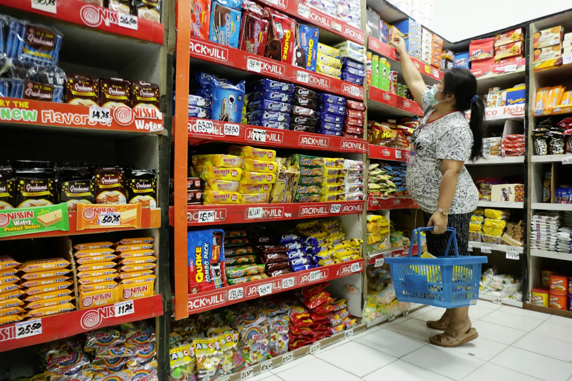 Mother in a supermarket