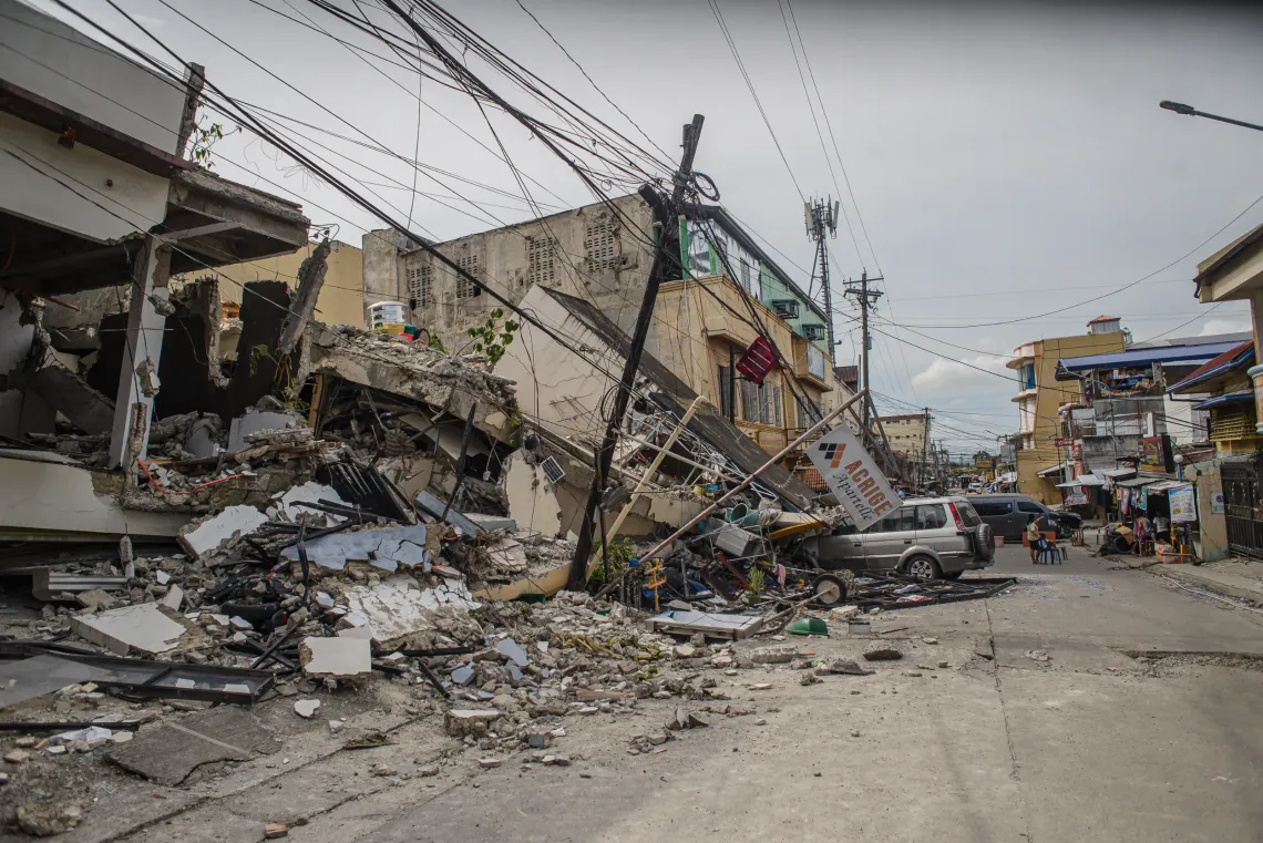 A collapsed building in Bogo City,