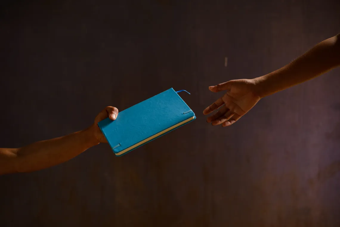 Cyan notebook containing the letters of Bangsamoro children to their government leaders