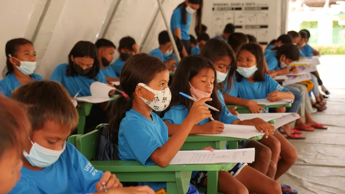 UNICEF Tents bring back learning, play and health services in Siargao post-Typhoon Odette