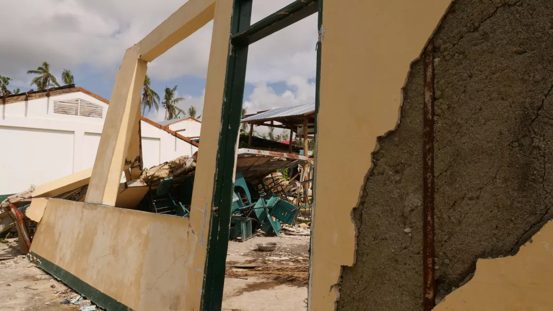 A destroyed building in Mabuhay Elementary School