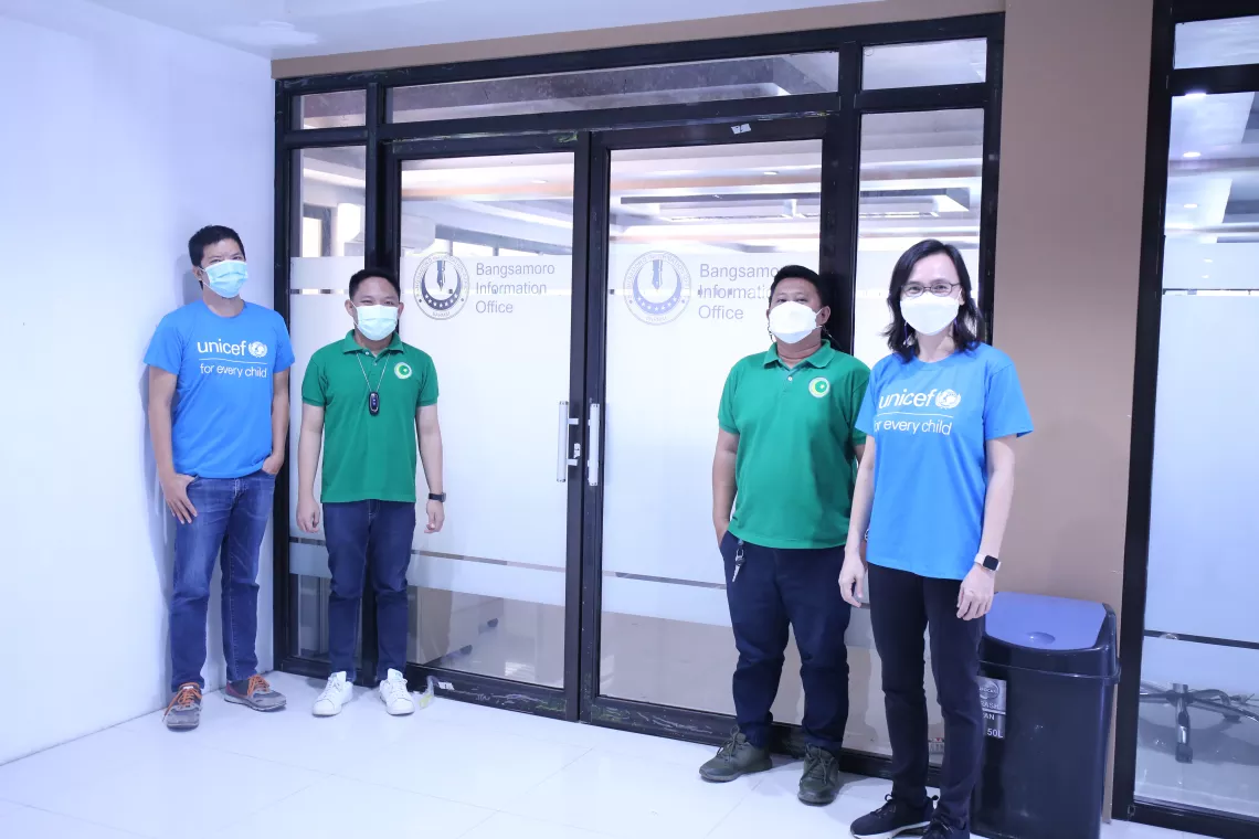 UNICEF staff members with Bangsamoro Information Office staff members