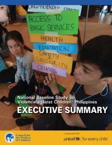 Cover of the report "National Baseline Study on Violence Against Children in the Philippines"