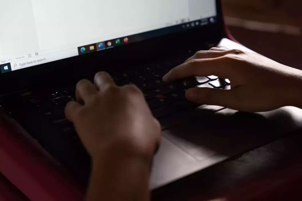 Child using a laptop
