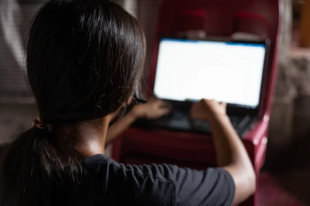 Girl using a laptop
