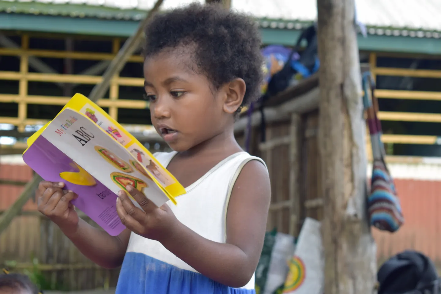 A child reading a book.
