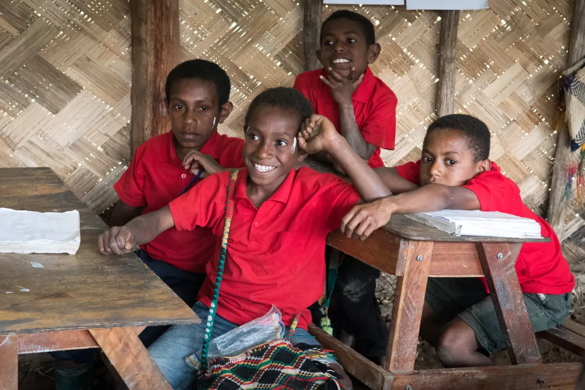 Happy children in school.