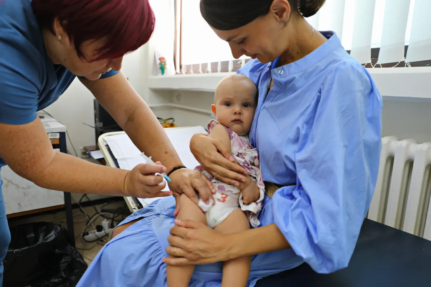 Immunization of a baby at DZ Zemun, in Belgrade, Serbia.