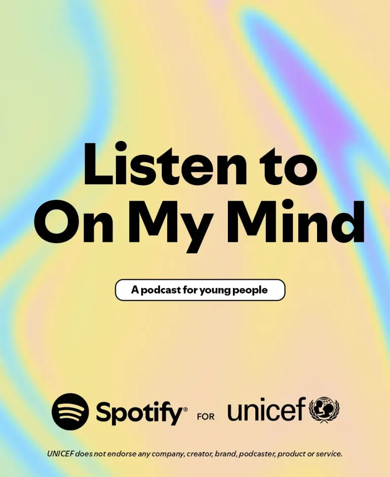 Visual inviting people to listen to On My Mind podcast