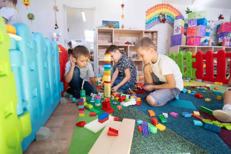 children playing in the kindergarten