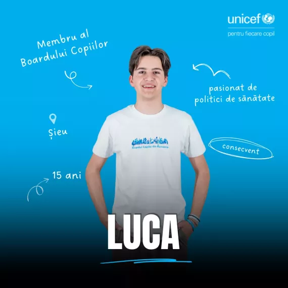 Luca, membru al Boardului Copiilor.