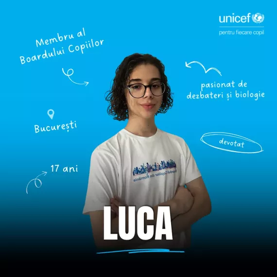Luca, membru al Boardului Copiilor.