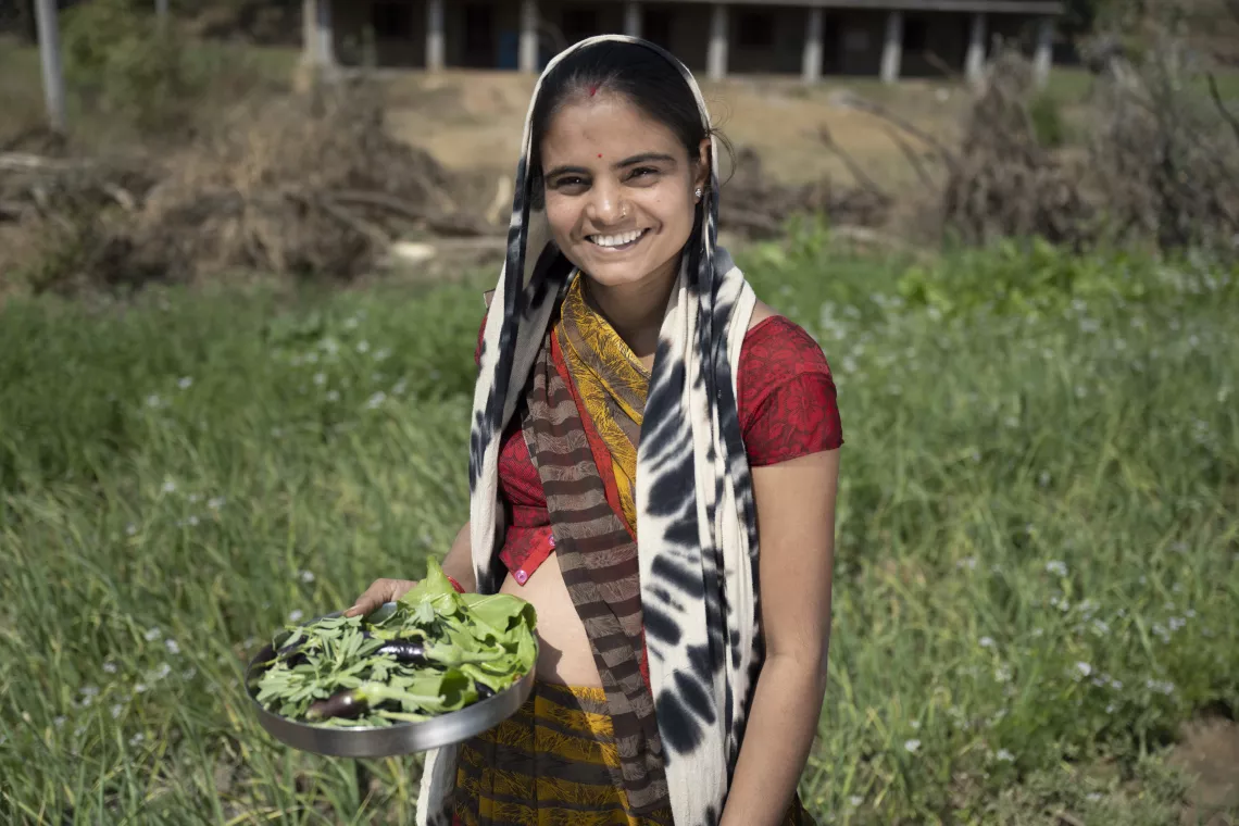 Kavita vinod (ANC 9 months) has her kitchen garden where she grows vegetables.
