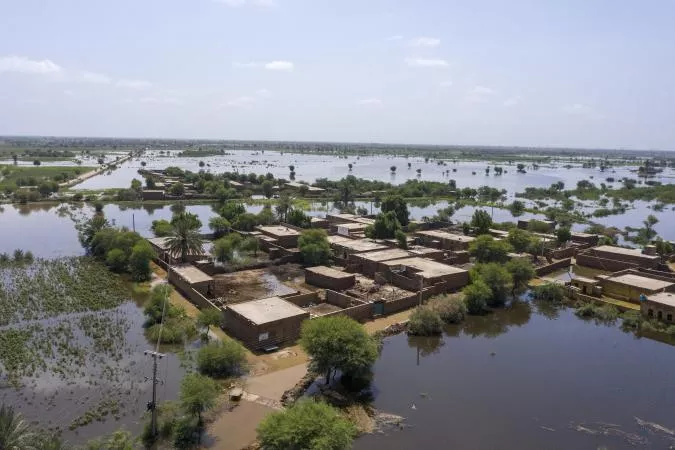 a flooded area after heavy monsoon rainfalls