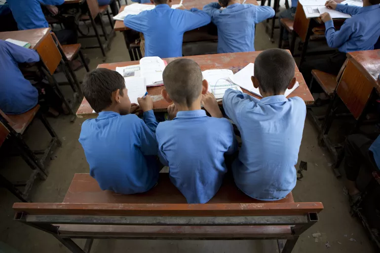 Boys in the classroom in Afghanistan