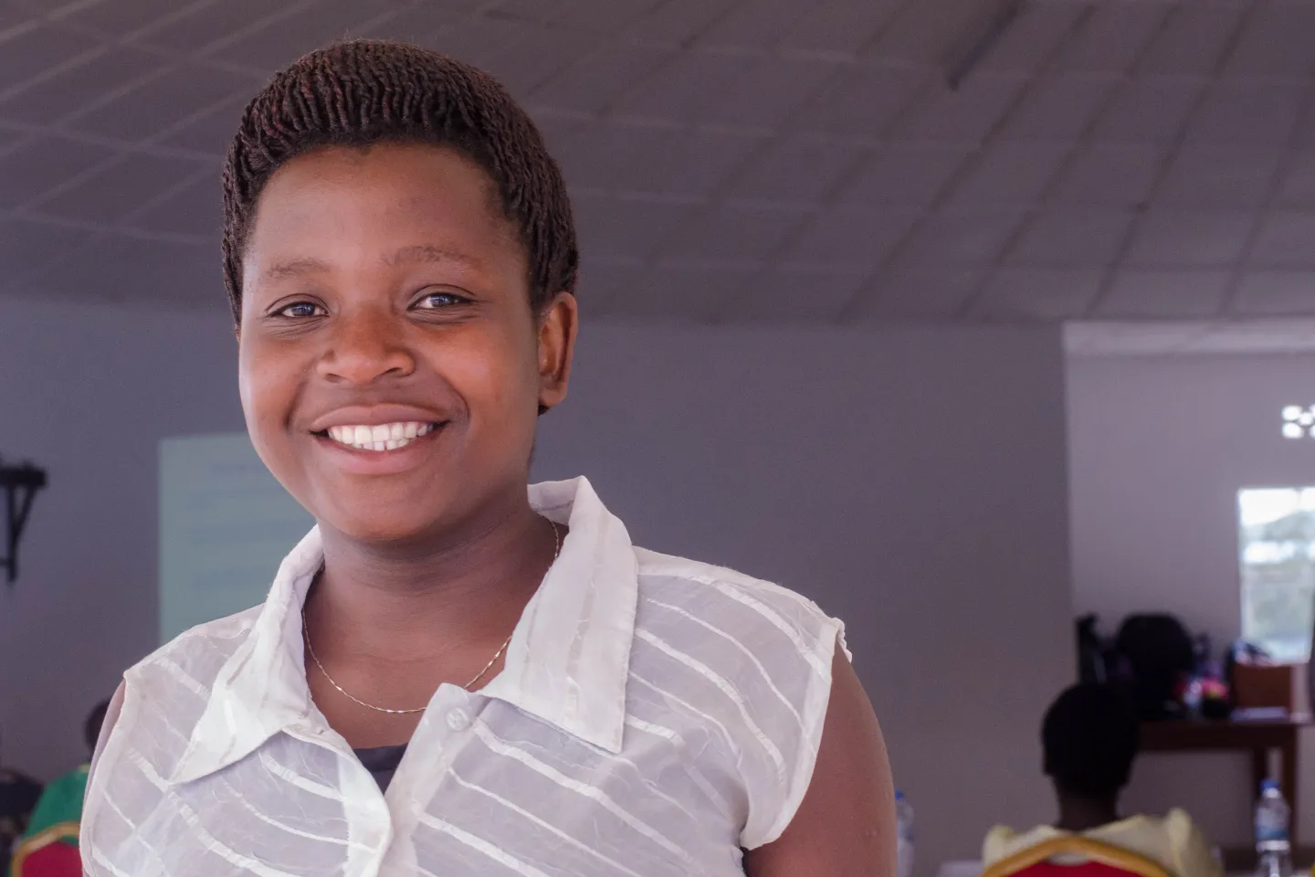 Girl smiles at the camera 