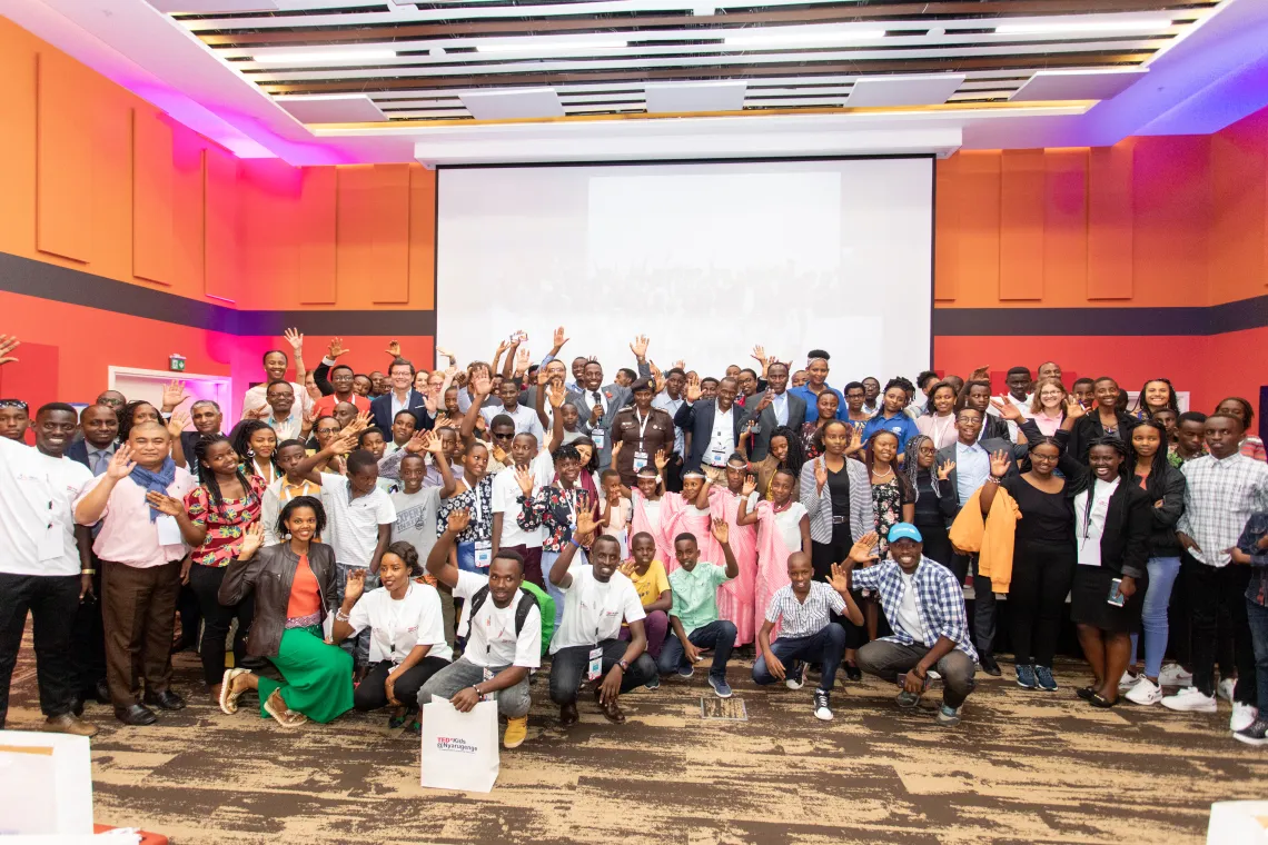Group photo at UNICEF TEDxKids event for World Children's Day