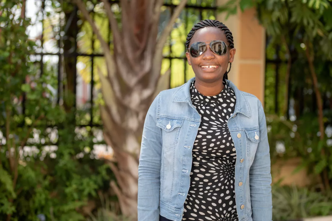 Anisie Byukusenge, 27, was born blind. She participated in UNICEF's Activate Event for International Day of Persons with Disabilities in Rwanda.
