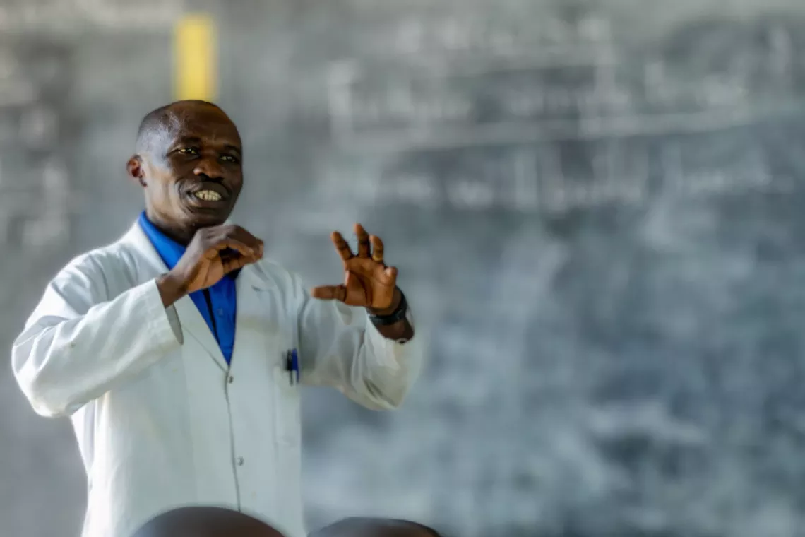 A teacher facilitating the remedial learning class