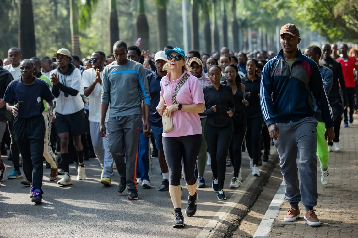 a woman running