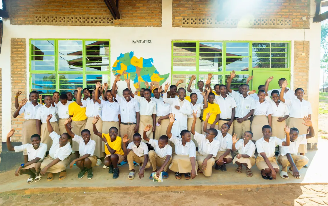 student pose for a group photo