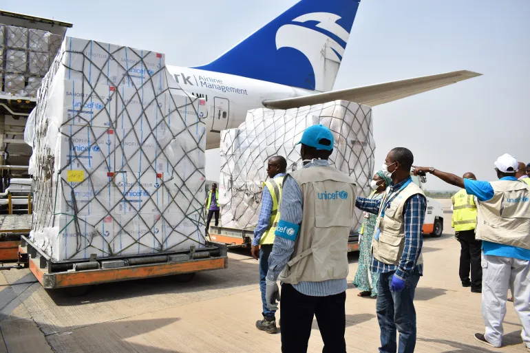 Medical supplies arriving by air in Nigeria