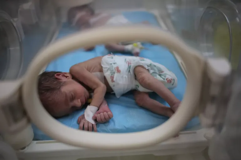 gaza emergency child in an incubator