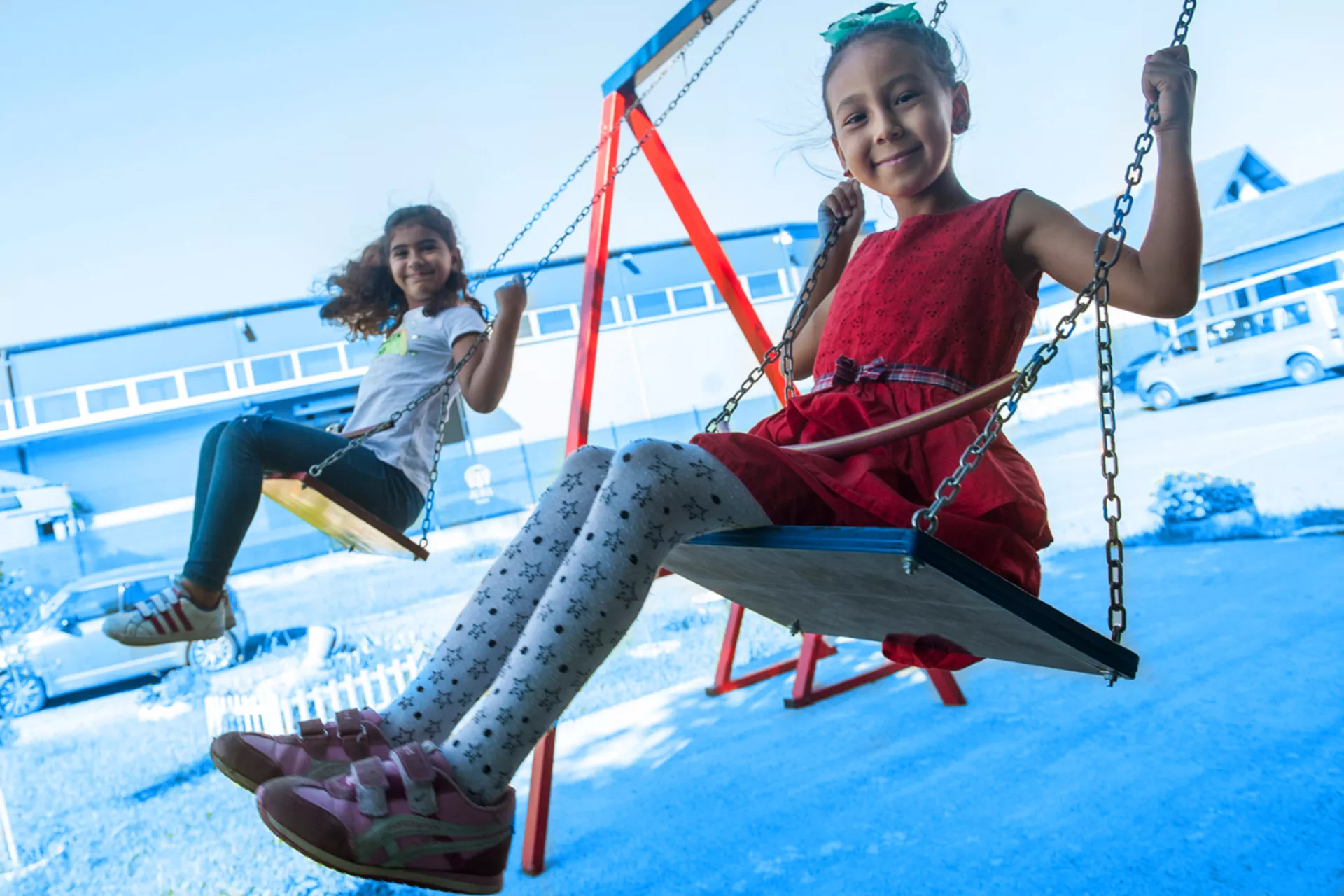 Children playing in Adra centre