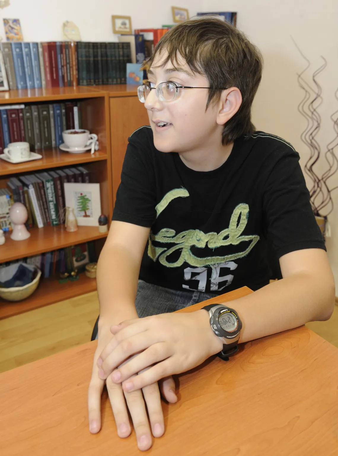 Boy in his classroom