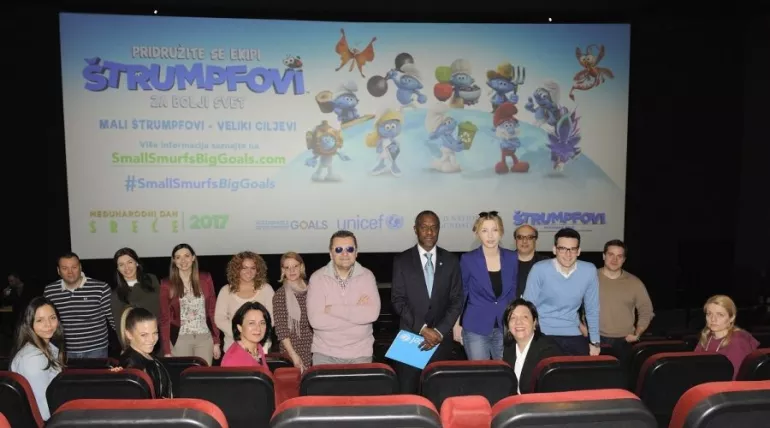 UNICEF and children at the cinema