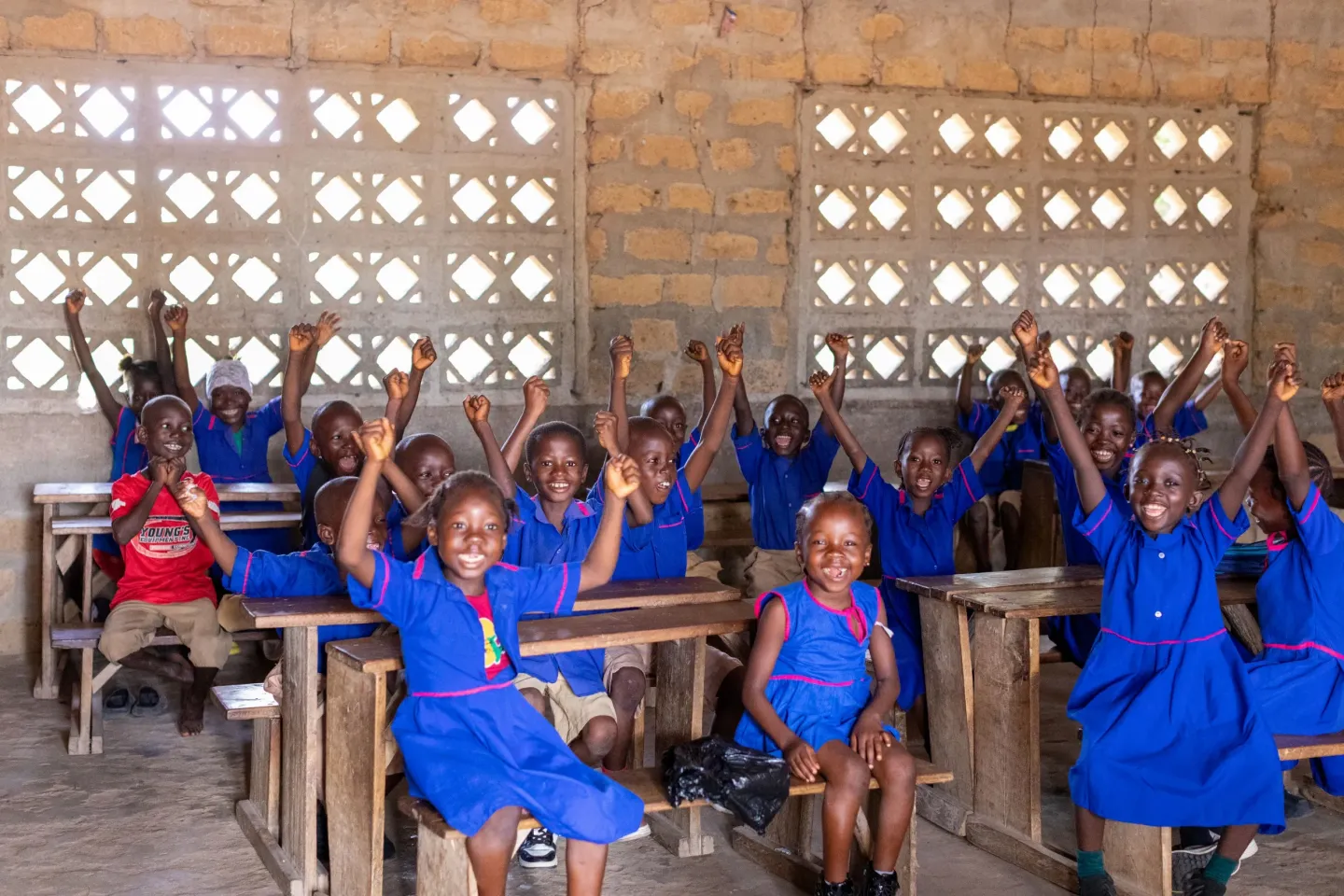 A group of pupils have a lesson in their classroom.