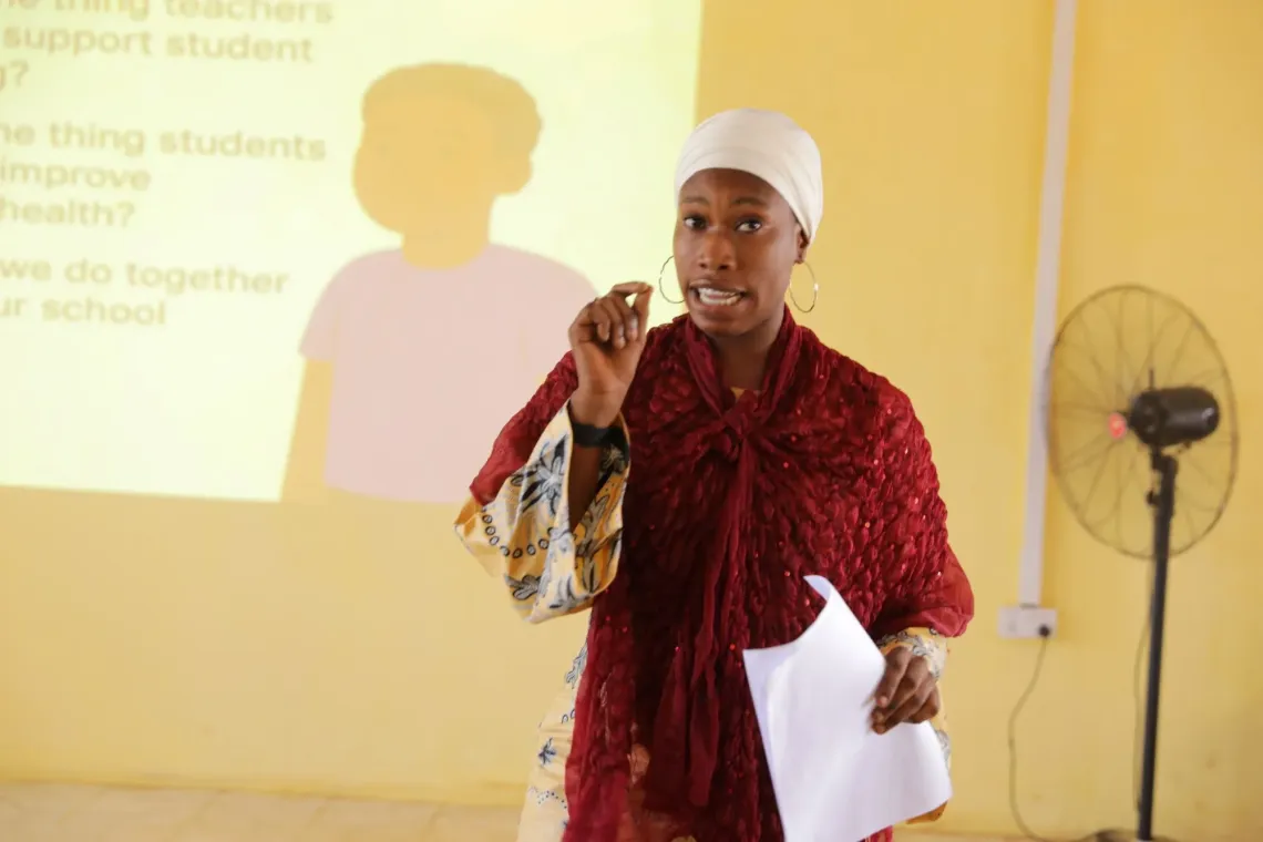 Nineteen-year-old adolescent girl, Salamatu Sesay, spoke about issues that affect their health and wellbeing during an engagement session in Port Loko 