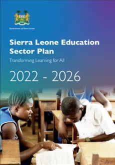 Cover page of Sierra Leone's Education Sector Plan 2022 - 2026