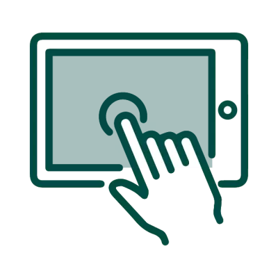 Icon of hand touching screen