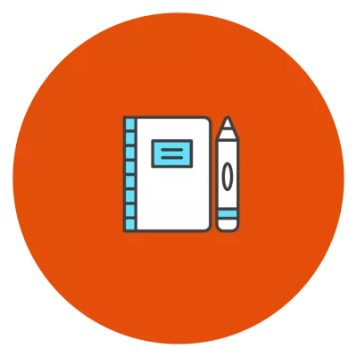 Icon of a notebook and pencil